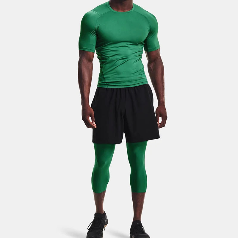 Men's Cropped Training Leggings for Gym and Running