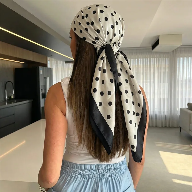 Polka Dot Square Scarf for Hair and Neck Styling