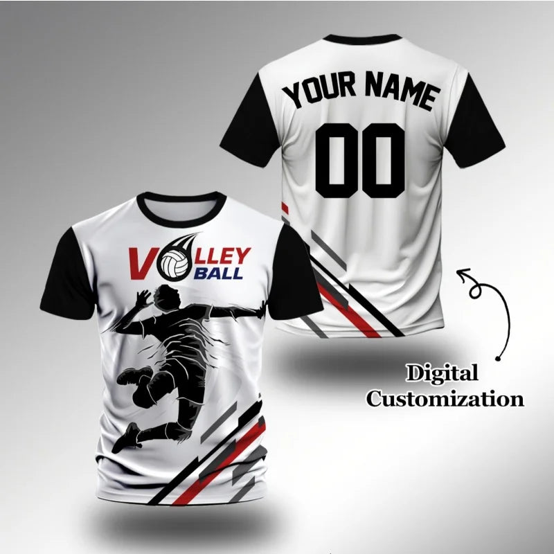 Volleyball Graphic Short Sleeve Crew Neck Sports T Shirt