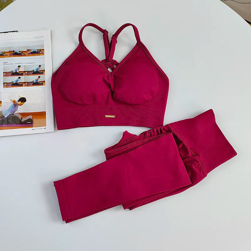 Women's Cross Back Bra And Leggings Yoga Set