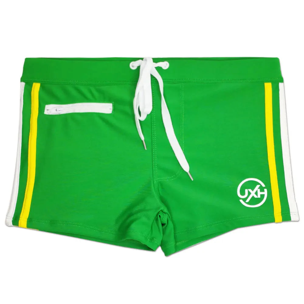 Men's Swimsuit Bottoms in Square-Leg Cut and Zipper Pocket for Beach and Pool Wear