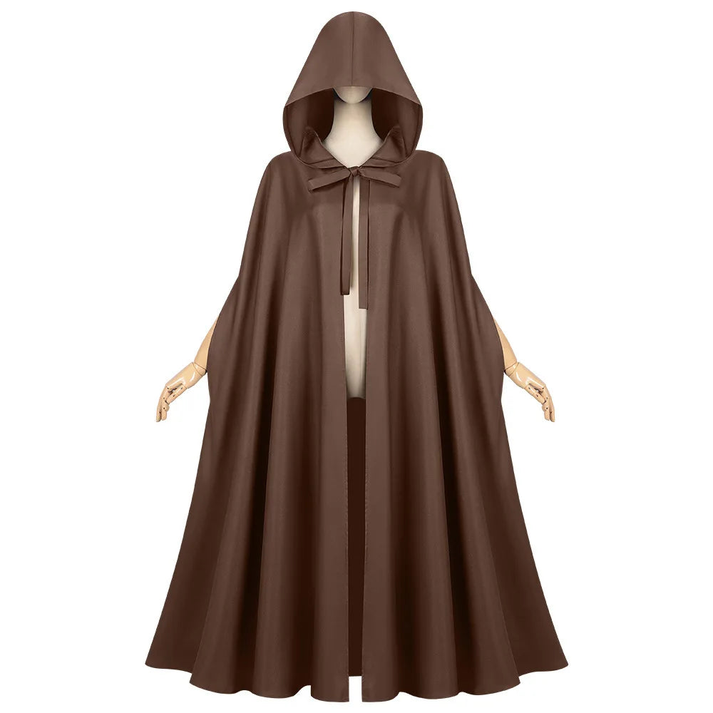 Long Hooded Tie Front Cape for Layering over Outfits
