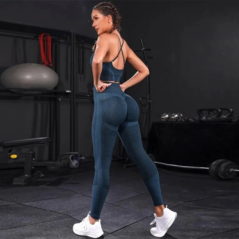 Women's Cross Back Tank And Leggings Yoga Set