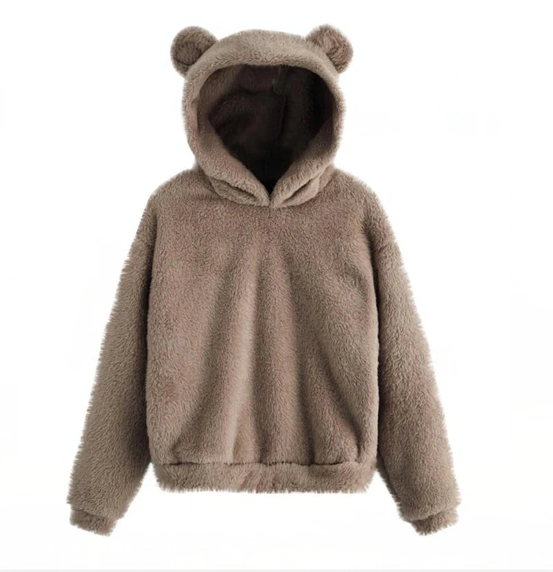 Bear Ear Long Sleeve Pullover Casual Hoodie for Layering