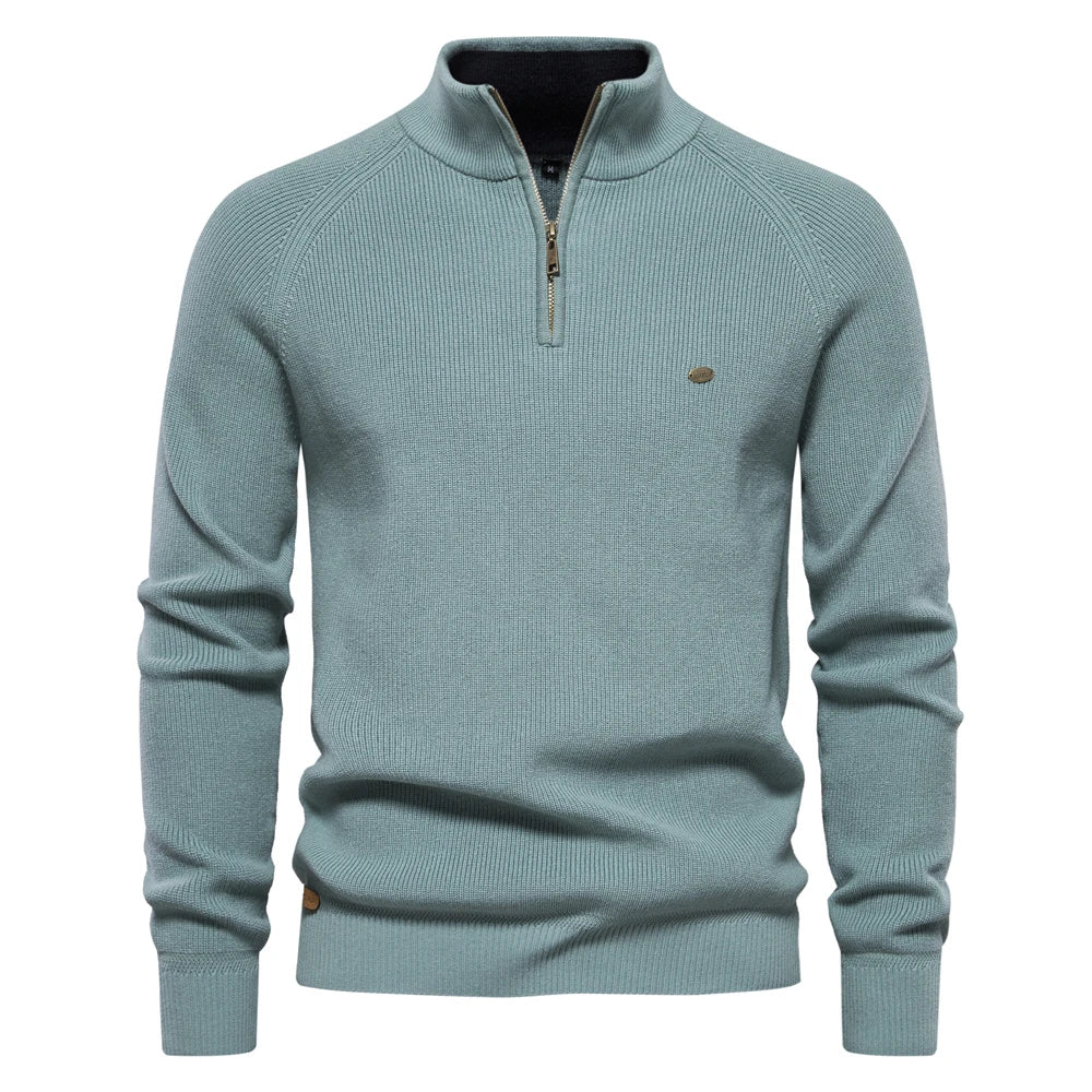 Men's Quarter Zip Long Sleeve Knit Sweater
