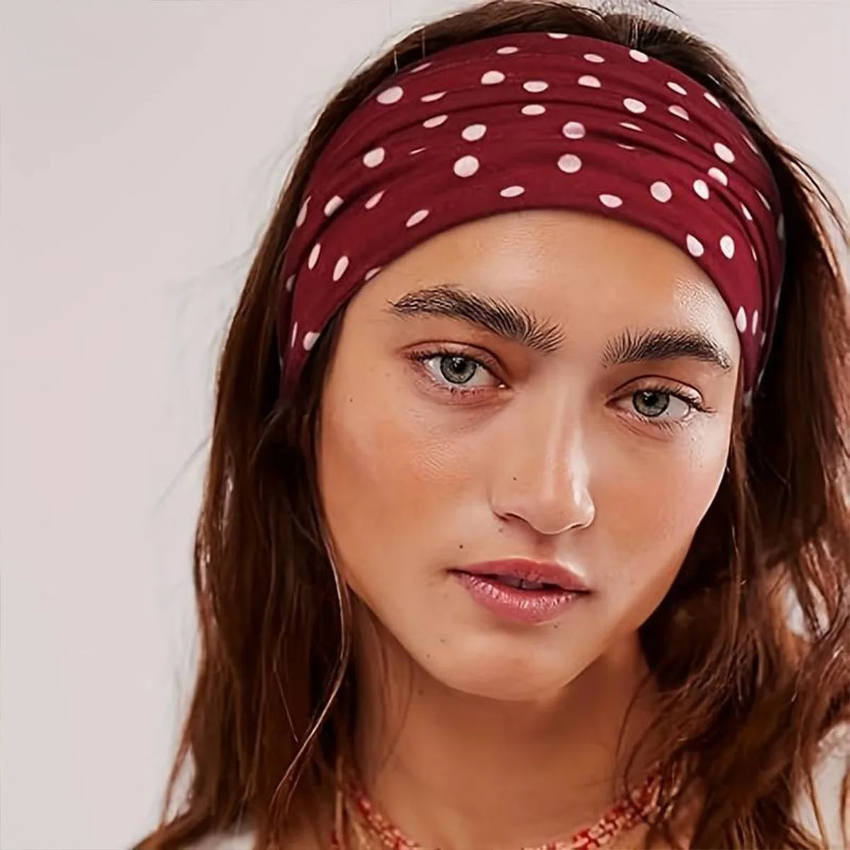 Polka Dot and Button Style Fabric Headband for Hair Styling