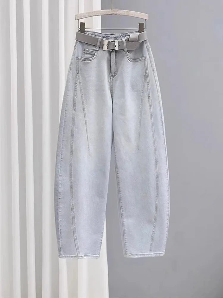 Women's Gray Balloon Leg Loose Fit Denim Jeans