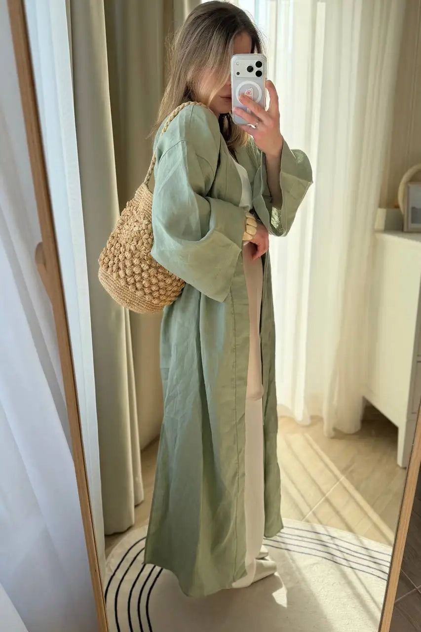 Women's Oversized Linen Kimono Jacket