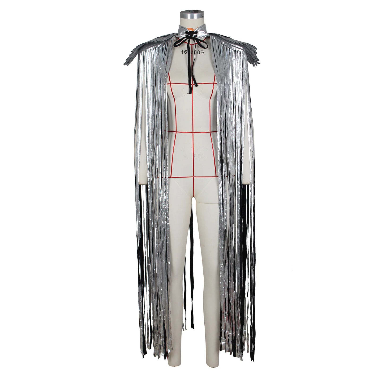 Metallic Wing Fringe Cape for Stage and Costume Layering