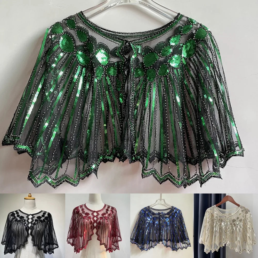 Beaded Sequin Capelet for Layering over Dresses and Tops