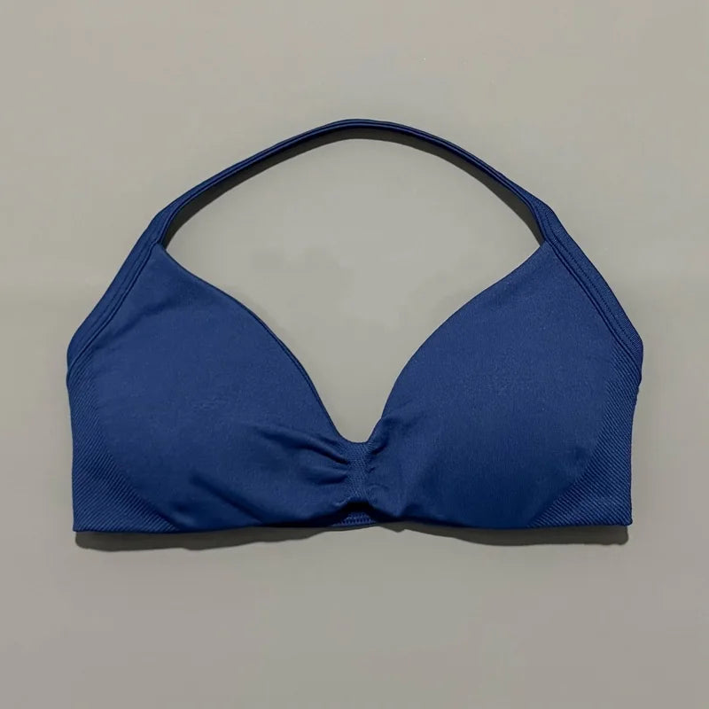 Women's Ruched Halter Neck Sports Bra