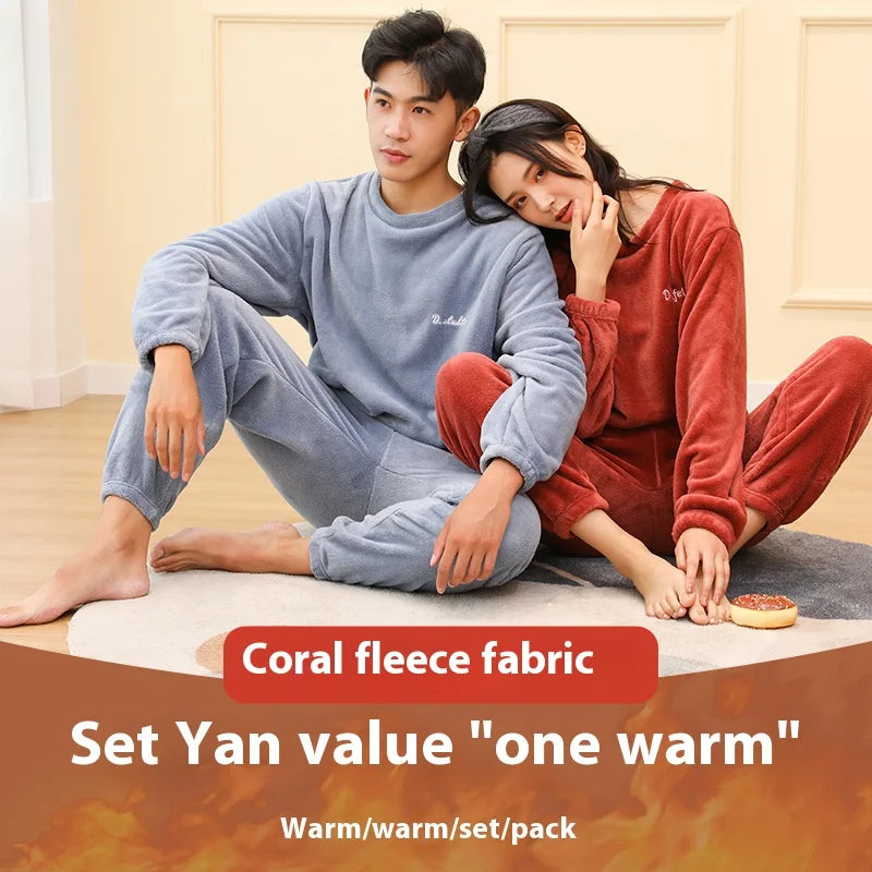 Men's Textured Long Sleeve Crew Neck Top and Pants Pajama Set