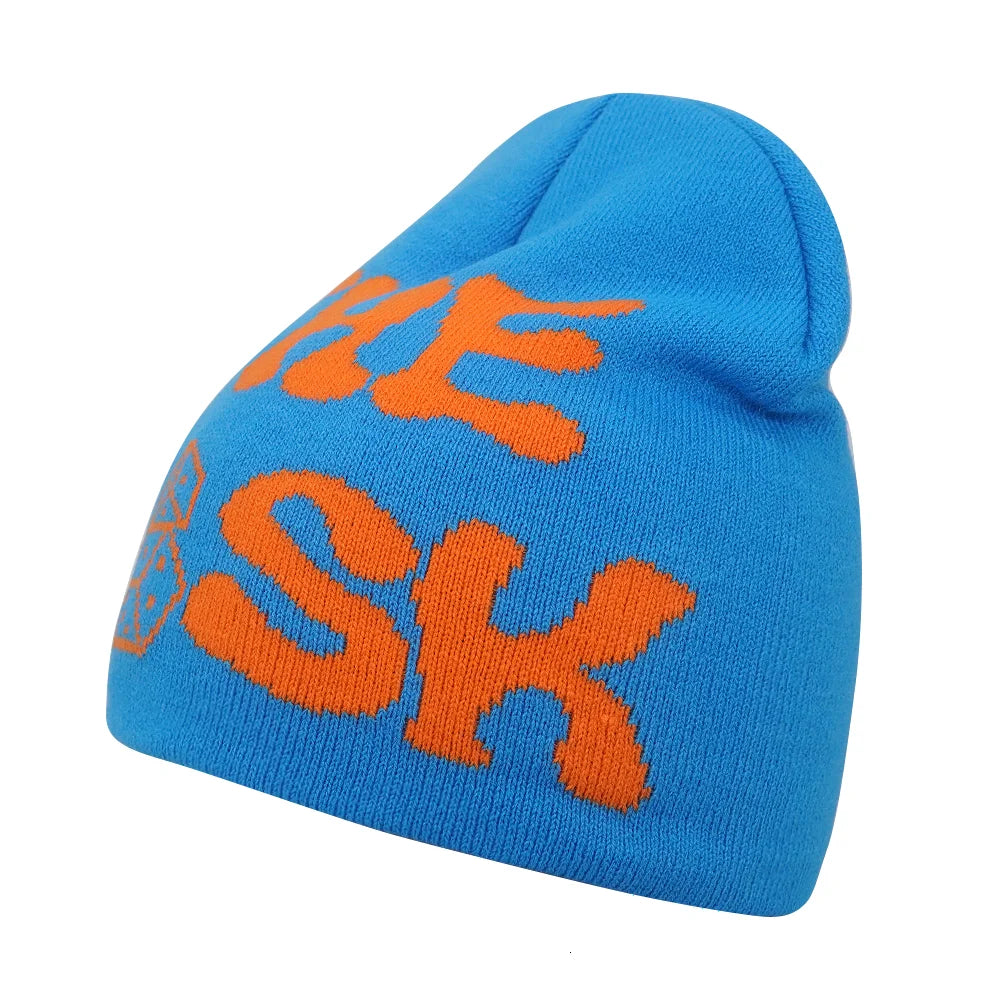 Graphic Knit Beanie with Letter and Pattern Style Options
