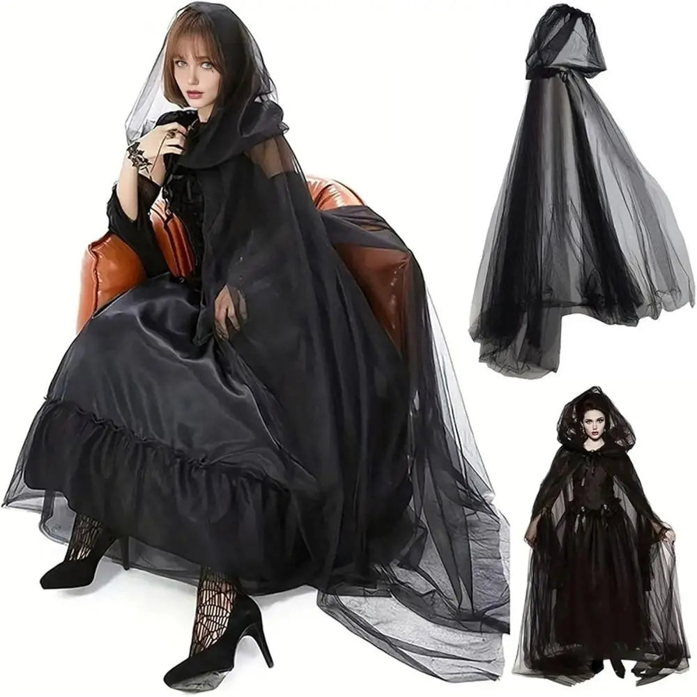 Sheer Long Oversized Hood Cape for Layering over Outfits