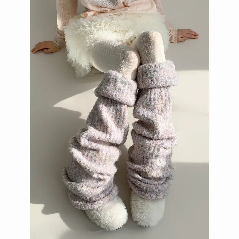 Flared Knit Leg Warmers with Slouchy Knee Length Shape