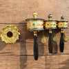 Tibetan Special Crafts Prayer Wheel Alloy Metal Hand Cranking Carving Crystal Decor Prayer Wheel Crafts Exquisite Buddhist Gift