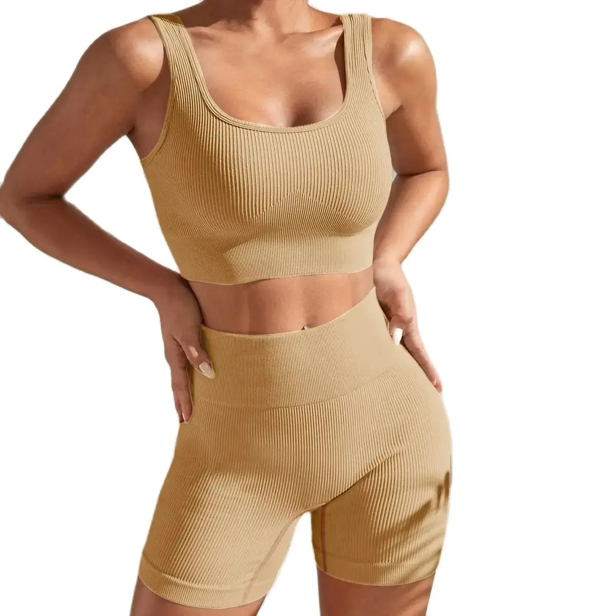 Women's Wide Strap Bra And Shorts Yoga Set