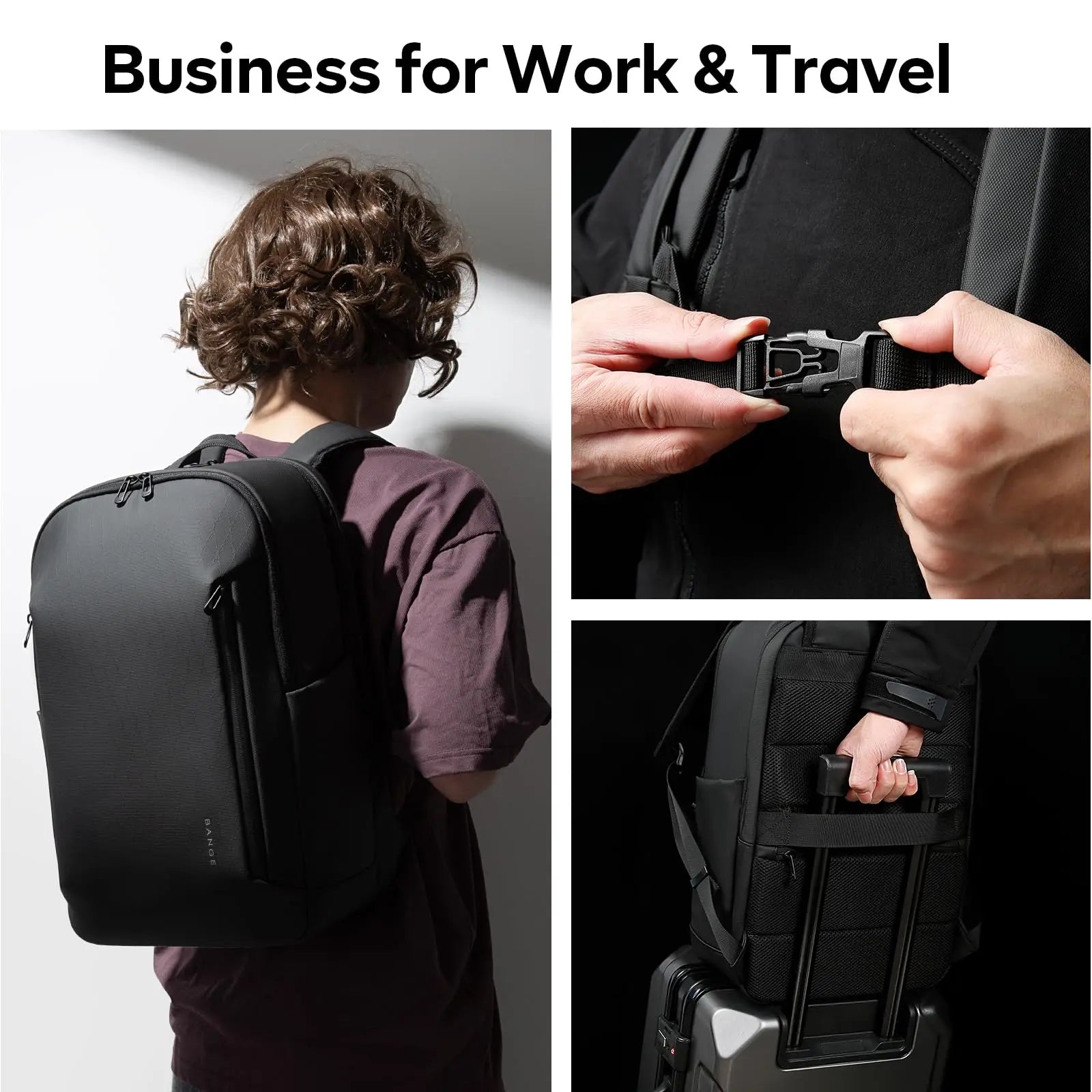 Boxy Laptop Backpack with Zipper Opening and Side Pocket Design