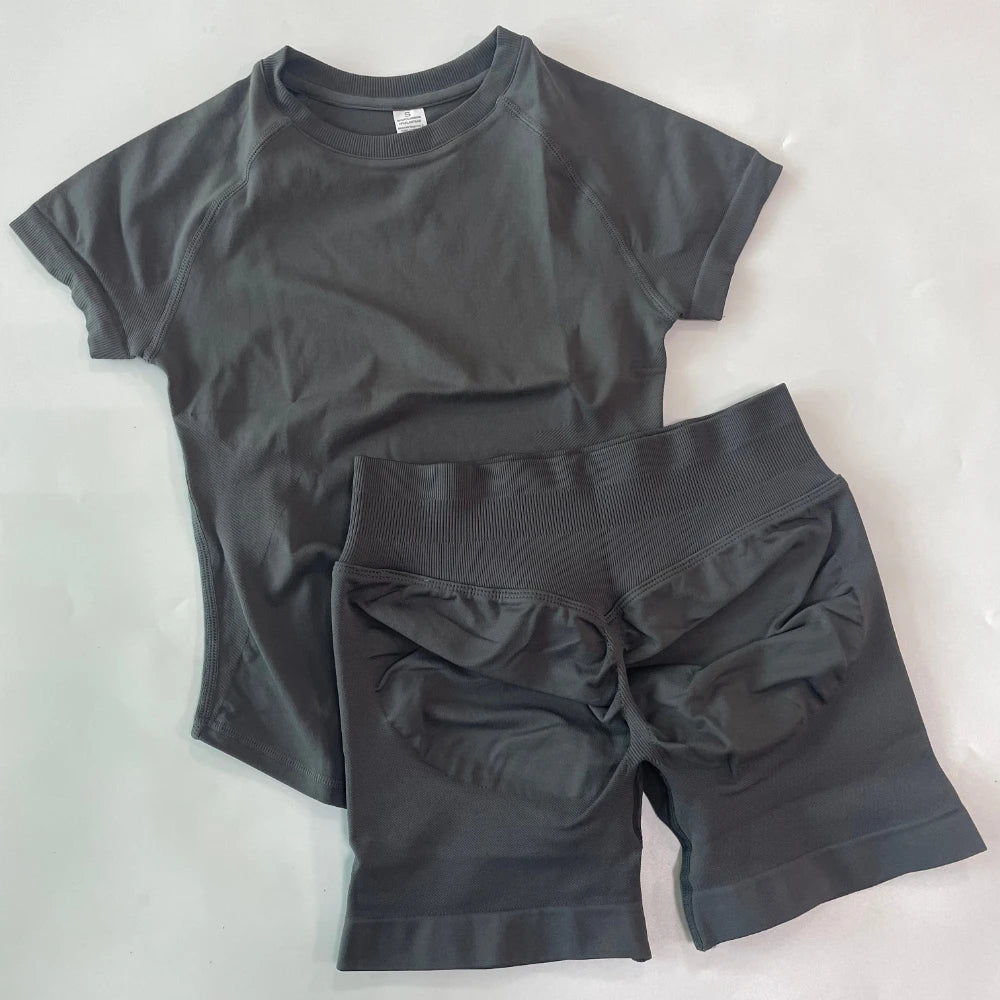Women's Tee And Shorts Options Yoga Set For Workout Outfits