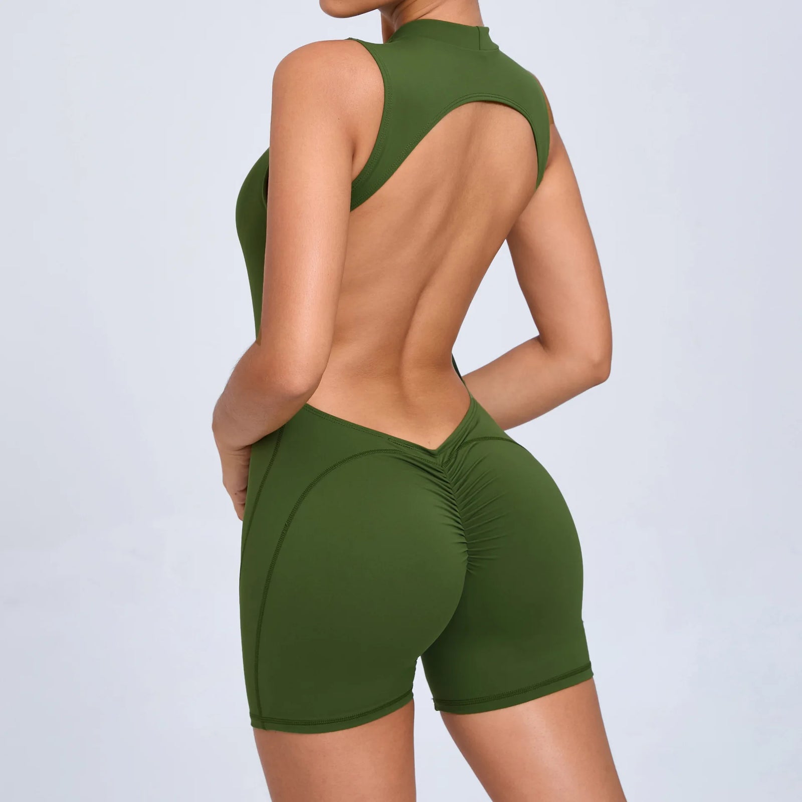 Women's High Neck Workout One Piece with Back Cutout and Leg Length Options