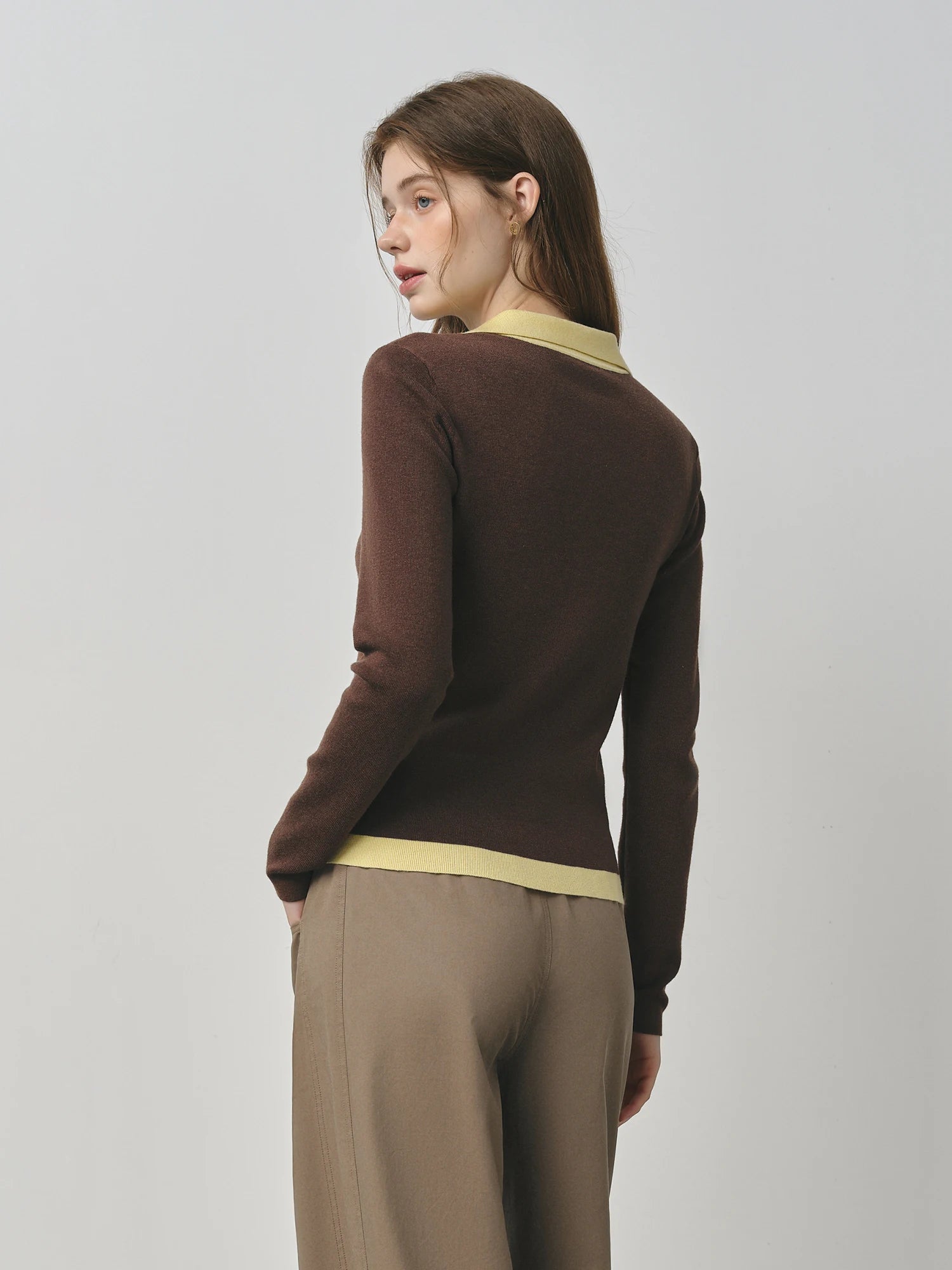 Women's Polo Collar Button Front Cardigan Casual Knit Layer