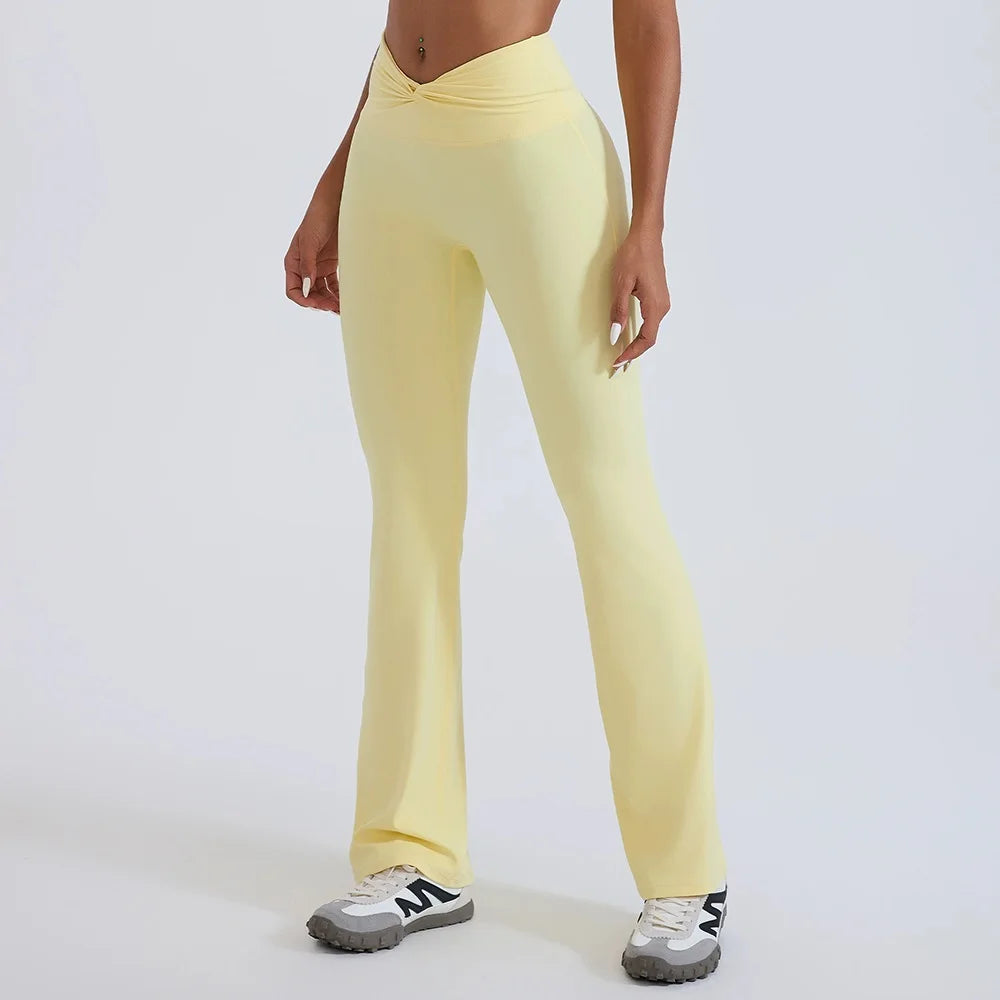 Women's Zip-Front Crop Top and Flared Pants Workout Set