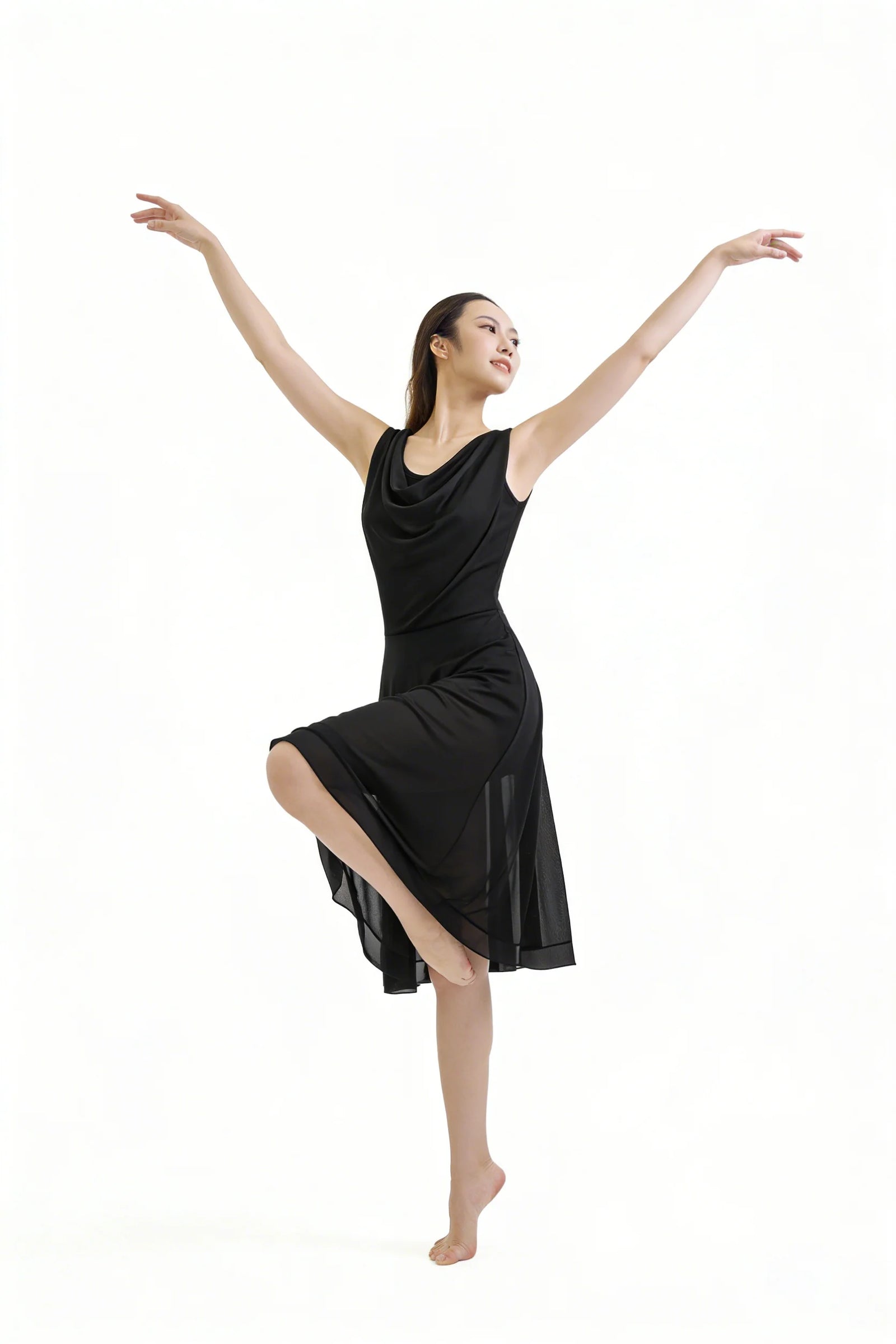 Women's Flowing Lyrical Dance Dress with V Neckline and Open Back