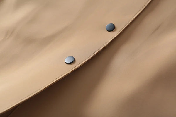 Simple French Fashion Light Luxury Windbreaker Mid Length Autumn Turn Down Collar Single Breasted Air Cotton Jackets Women