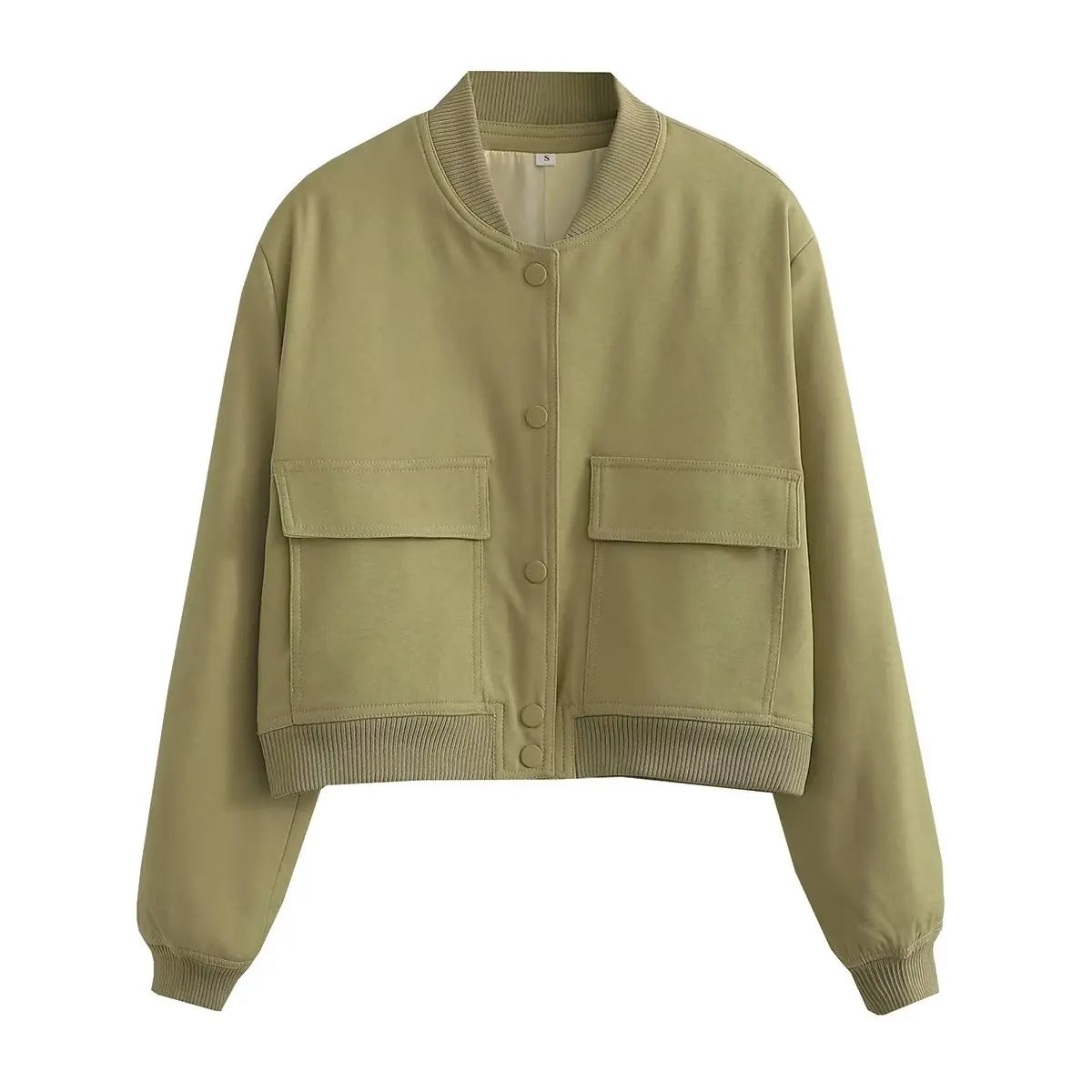 Women's V-Neck Button-Front Bomber Jacket