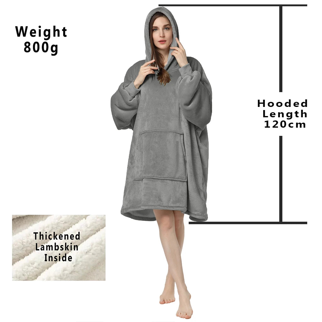 Oversized Fleece Blanket Hoodie with Original Long and Short Styles