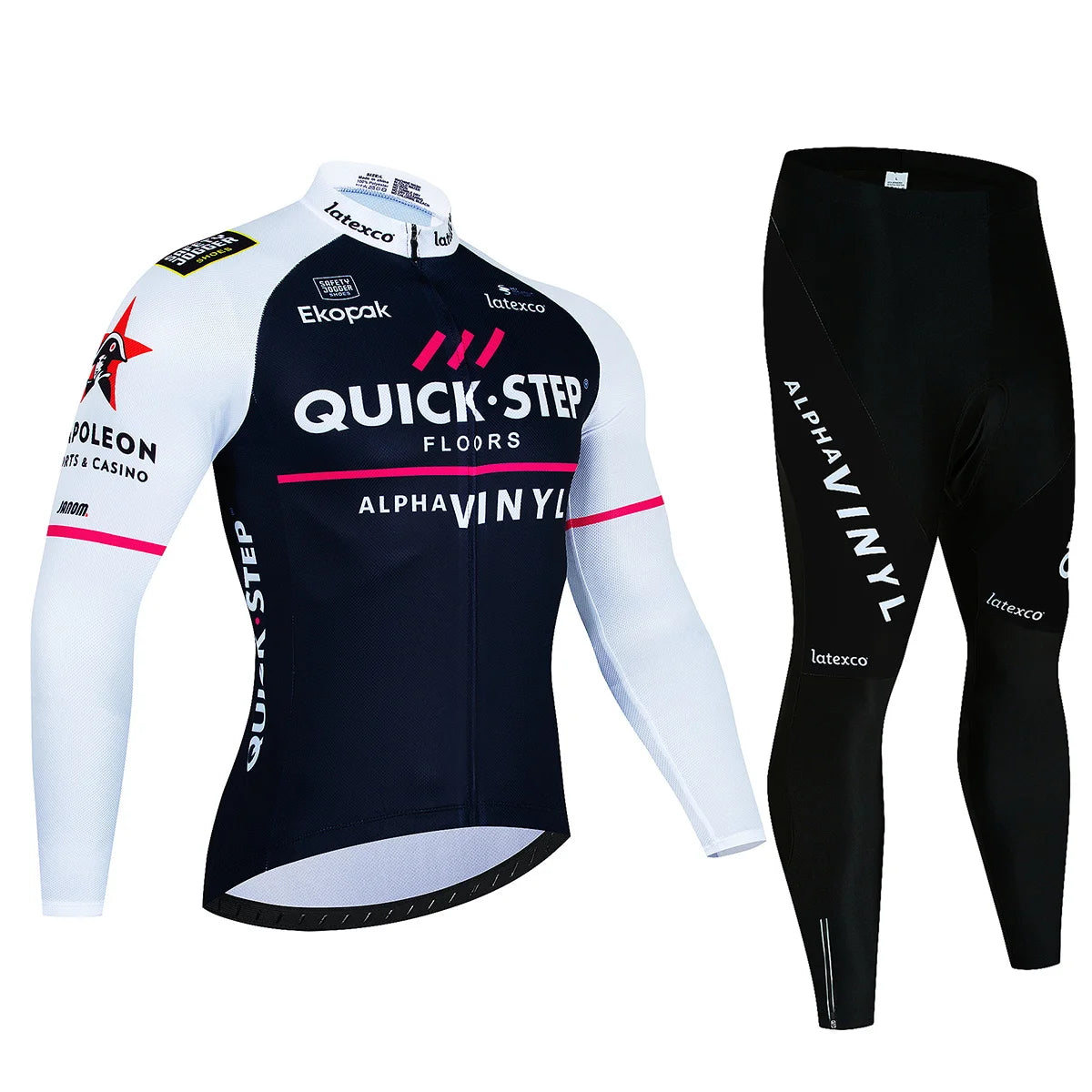 Men's Long Sleeve Fleece Cycling Jersey Set for Winter Bicycle Riding
