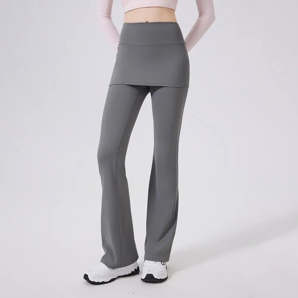 Women's Skirt Overlay Flared Leggings For Workout Outfits