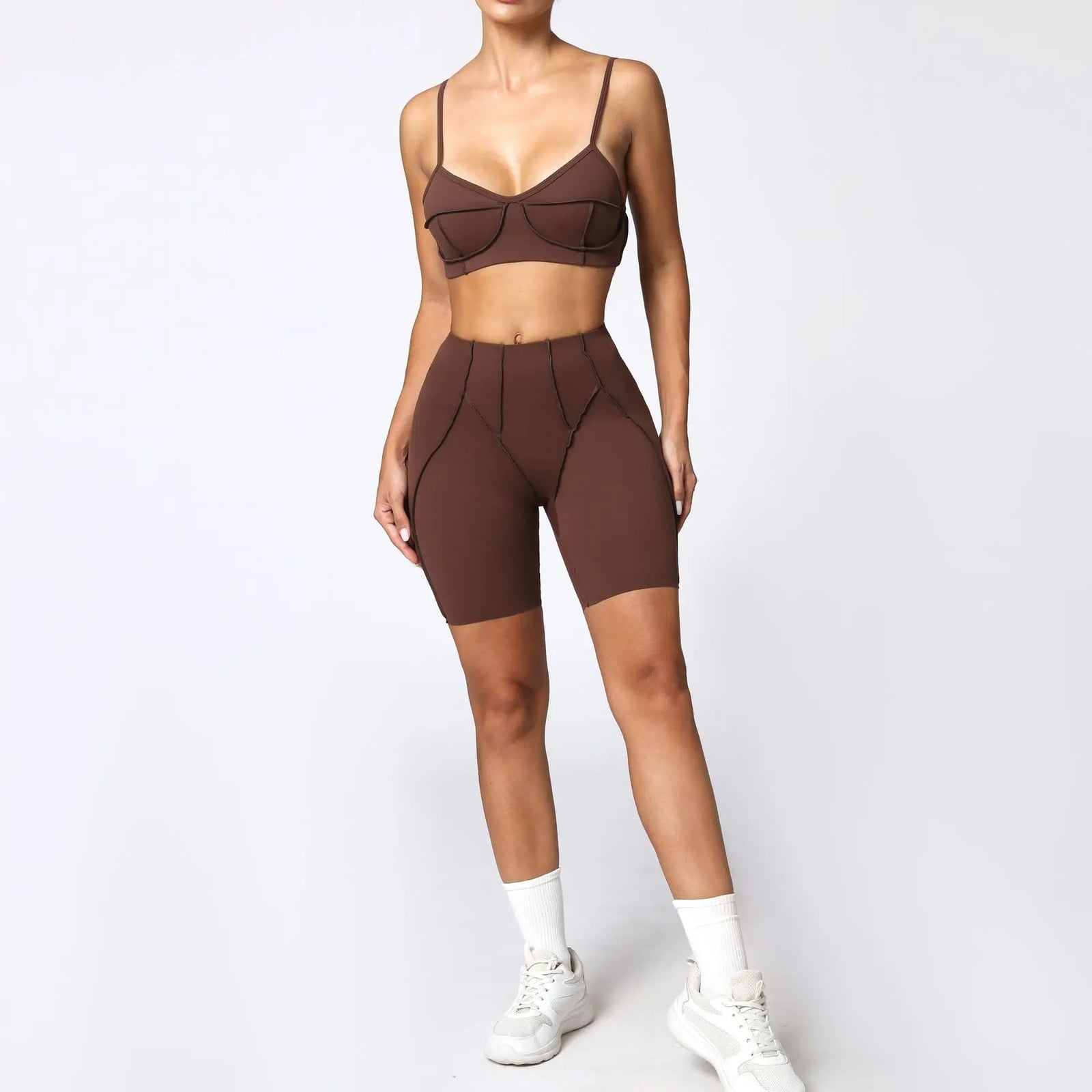 Women's Contrast Seam Bra And Leggings Yoga Set