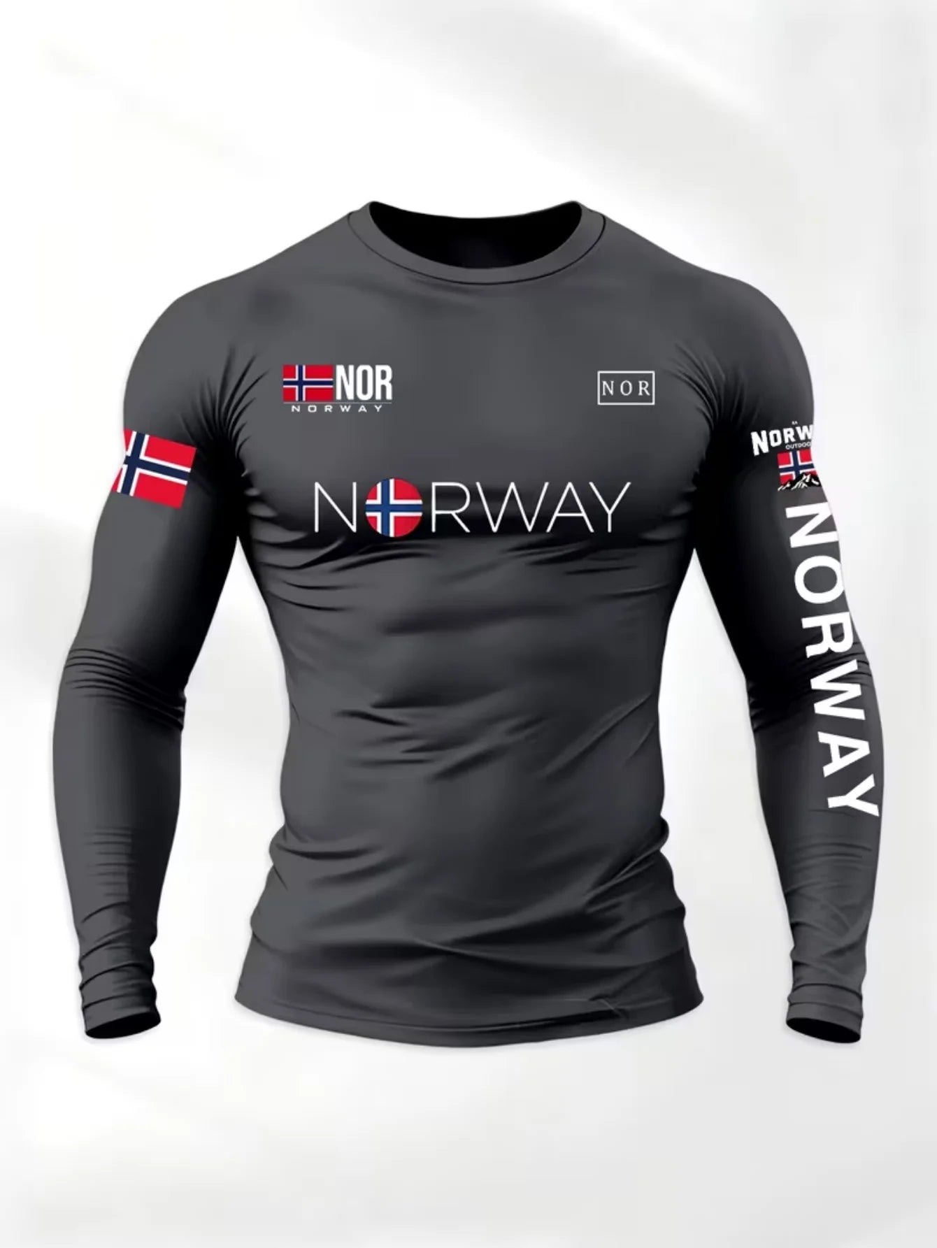 Fitted Crew Neck Long Sleeve Compression T Shirt