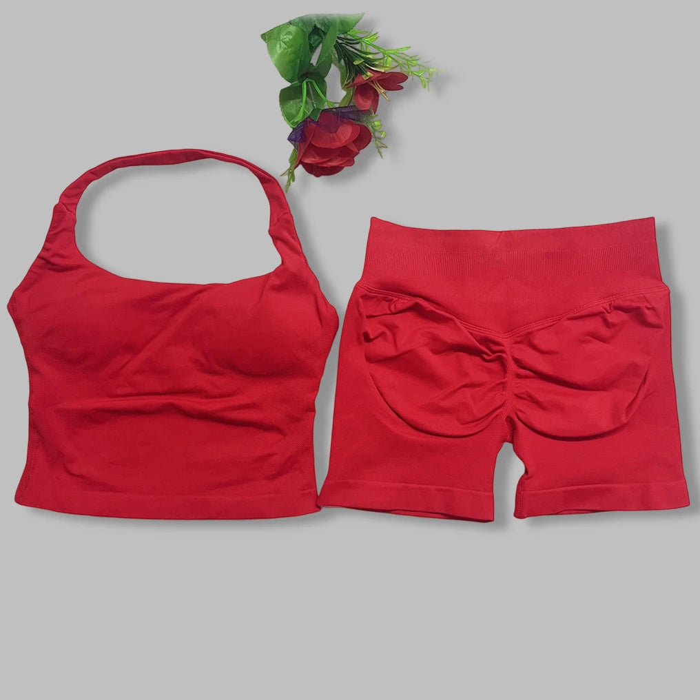 Women's Halter Tank And Shorts Yoga Set For Workout Outfits