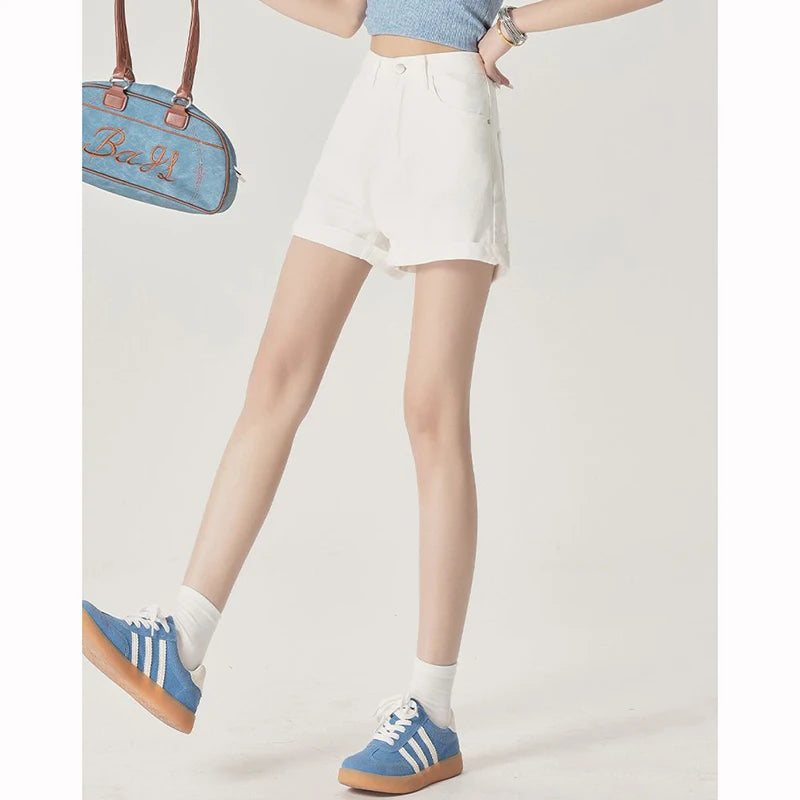 Women's Rolled Hem Denim Casual Denim Shorts For Everyday Outfits