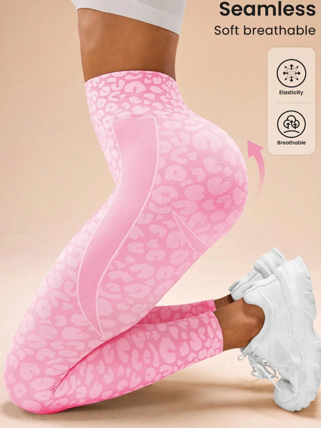 Women's Leopard Print Textured Full Length Leggings For Workout Outfits