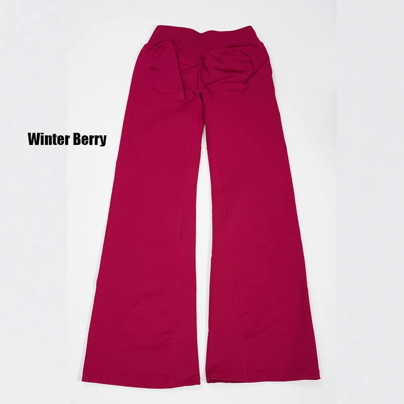 Women's High Waist Nylon Blend Flared Workout Pants with Fitted Upper Legs
