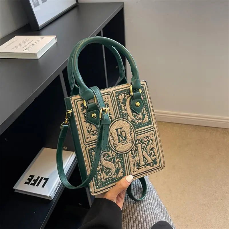 Women's Tarot Cat Print Tote Handbag with Handles and Crossbody Strap