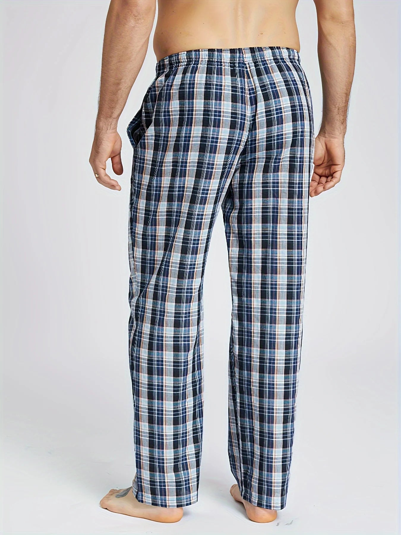 Men's Plaid Elastic Waist Lounge Pants with Pack Options