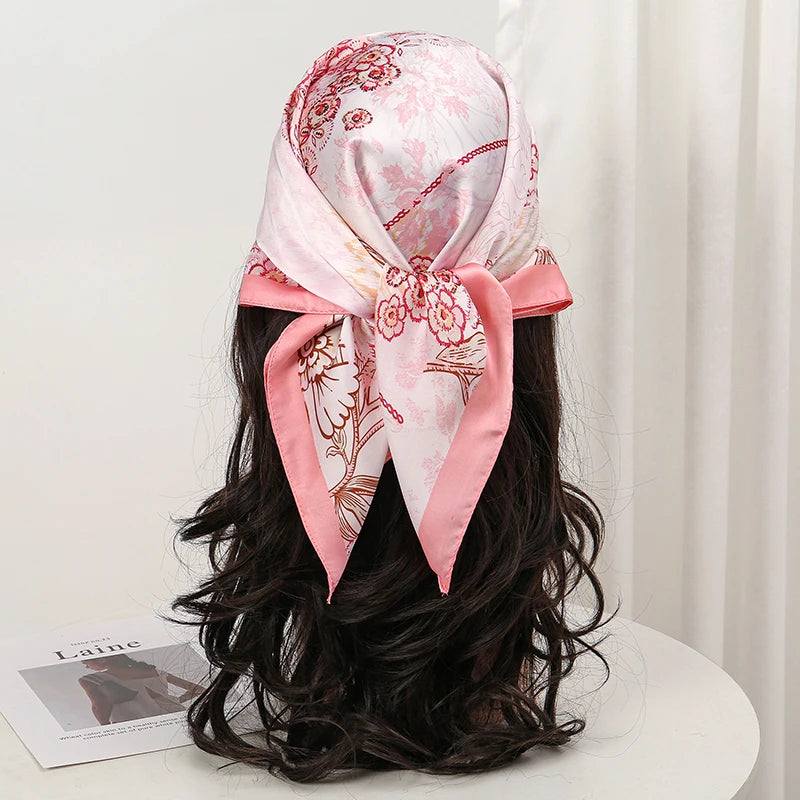 Ornate Print Square Scarf with Decorative Border Patterns