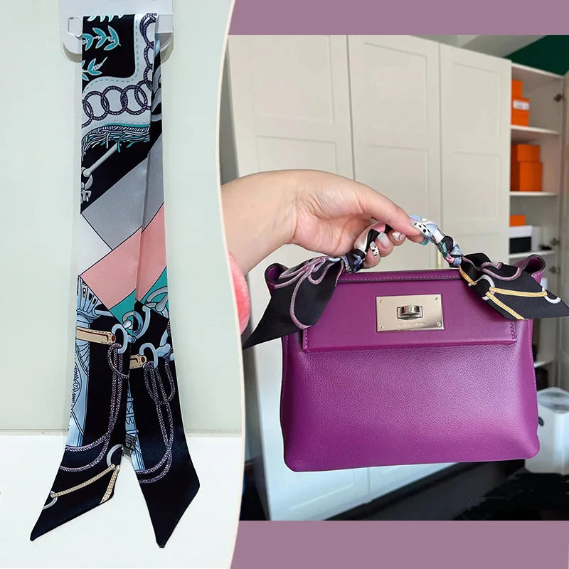 Printed Skinny Scarf for Neck and Bag Handle Styling