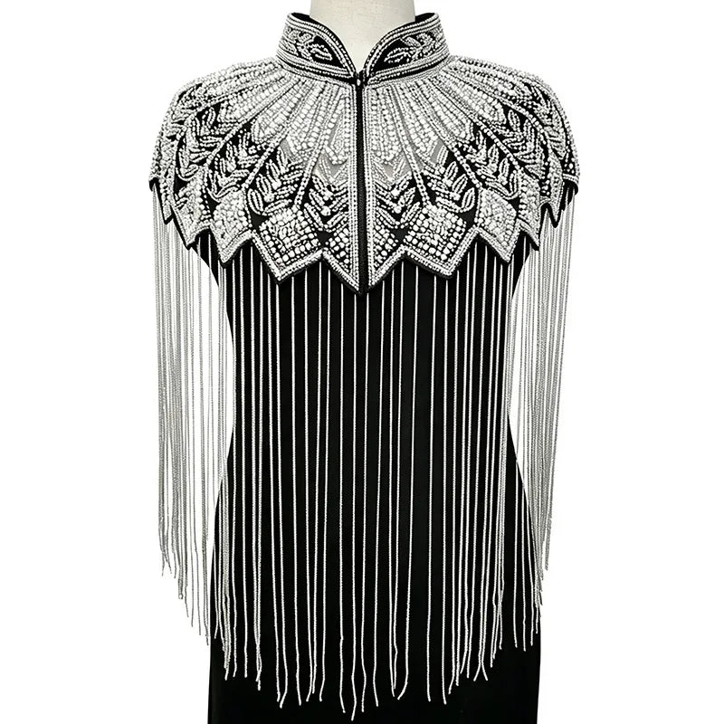 Embroidered Long Fringe Cape for Layering over Outfits