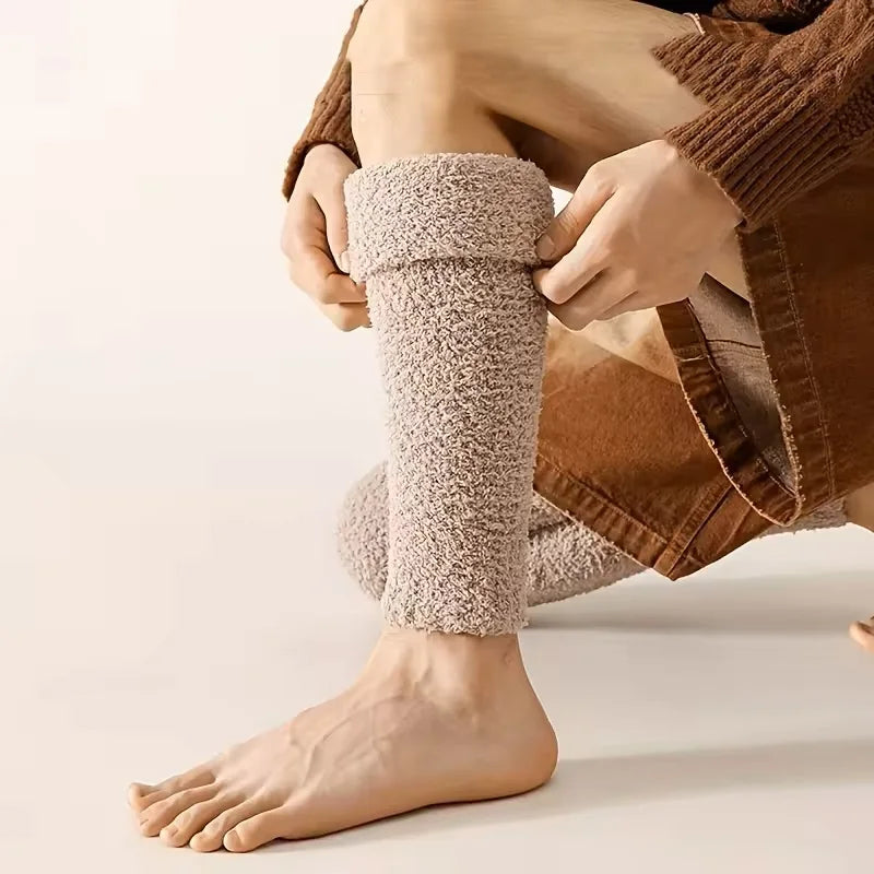 Solid Plush Leg Warmers with Long Footless Shape