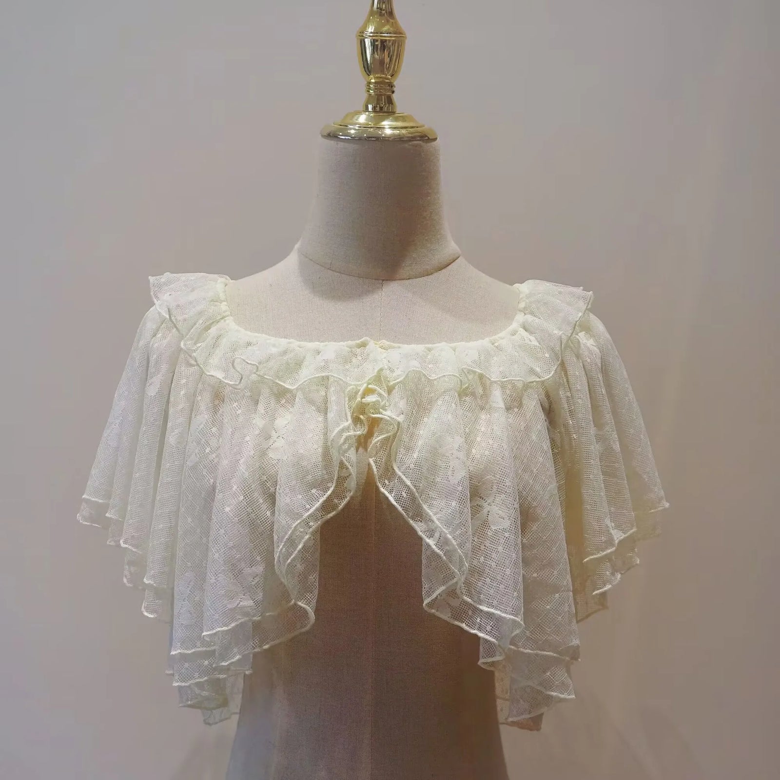 Ruffled Lace Capelet for Layering over Dresses and Tops