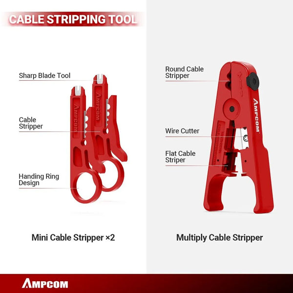 RJ45 Crimper Lan Tester Tool Set Ethernet Cable Stripper Punch Down Tool RJ 45 RJ11 Connectors 12 in 1 Cabling Repair Set