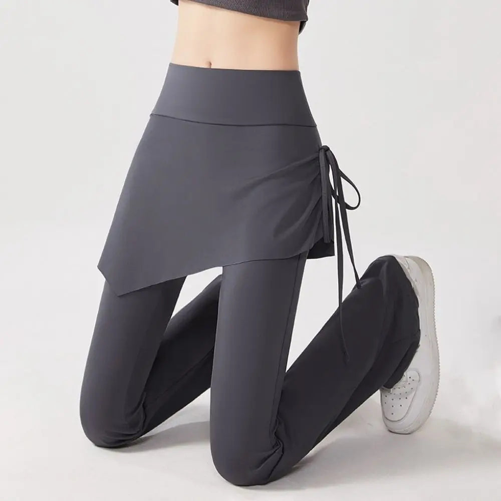 Women's Skirt Overlay Flared Leggings For Workout Outfits
