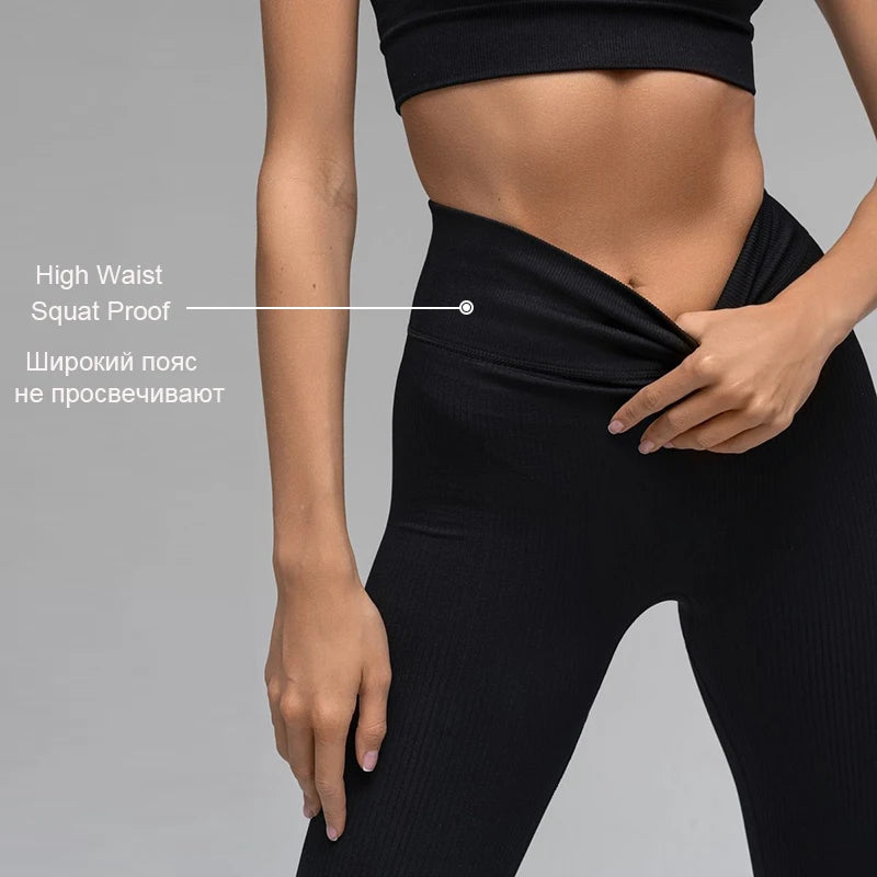 Women's Ribbed Full Length Leggings For Workout Outfits