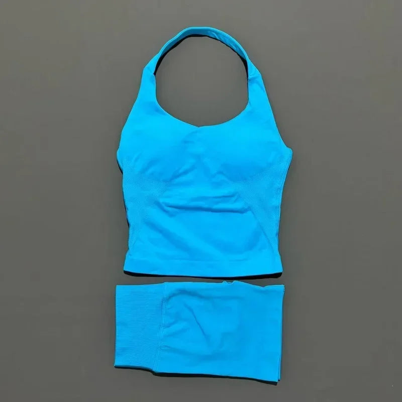 Women's Halter Tank And Shorts Yoga Set For Workout Outfits