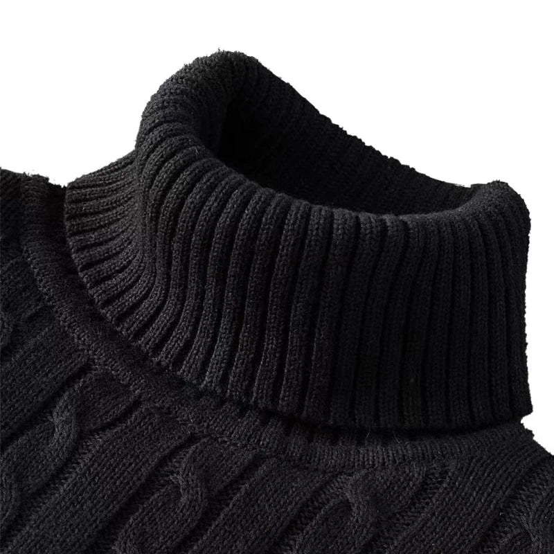 Men's Cable Knit Turtleneck Long Sleeve Sweater
